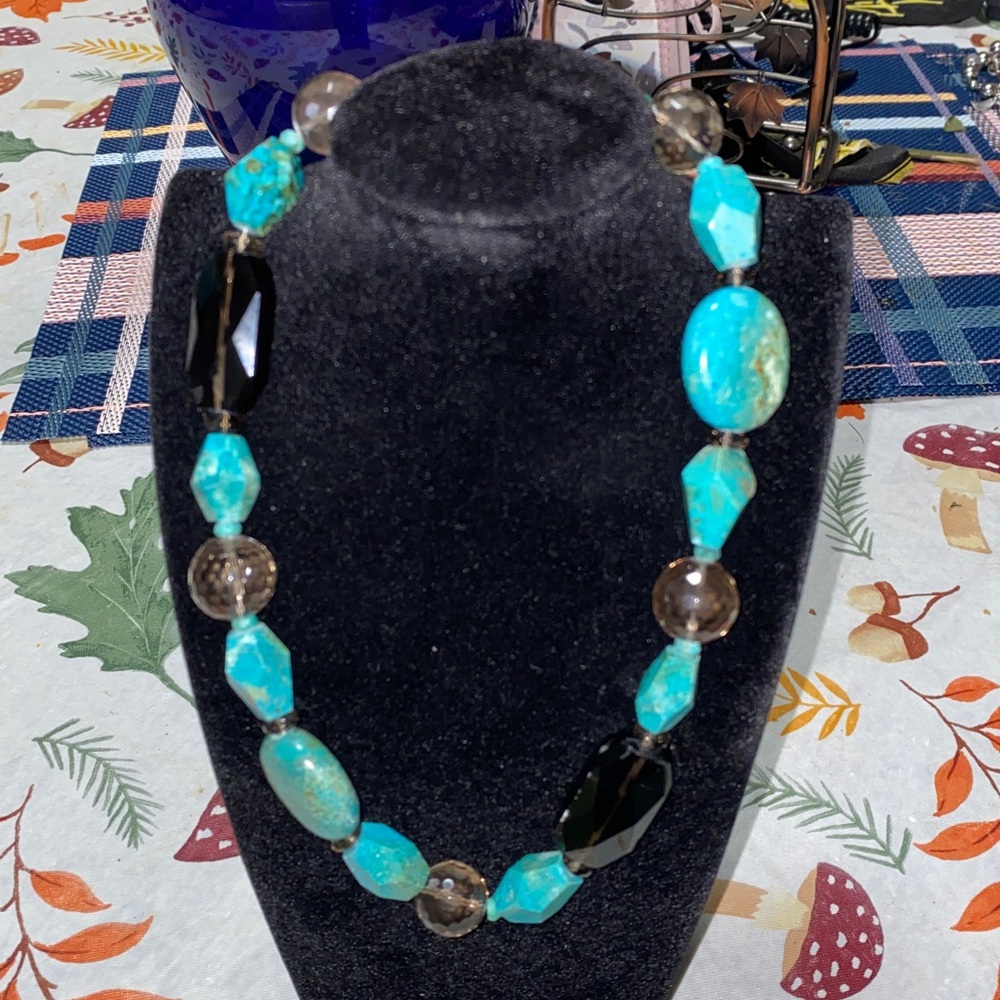 Barse Turquoise Chunky Bead Necklace 15”